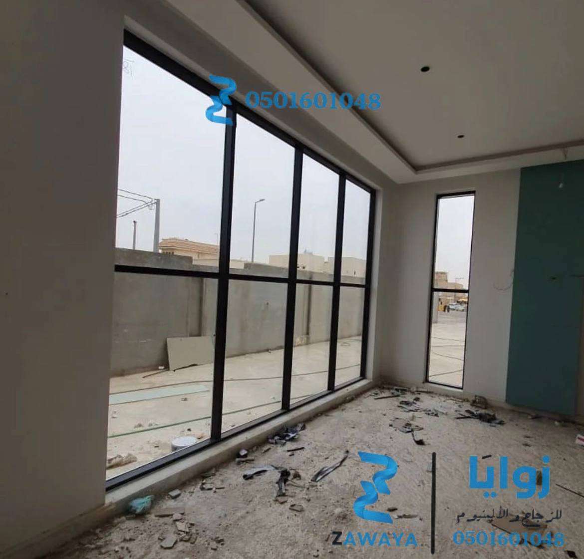 شبابيك ألمنيوم دبل جلاس، تصميم عصري، عزل حراري، عزل صوتي، الرياض