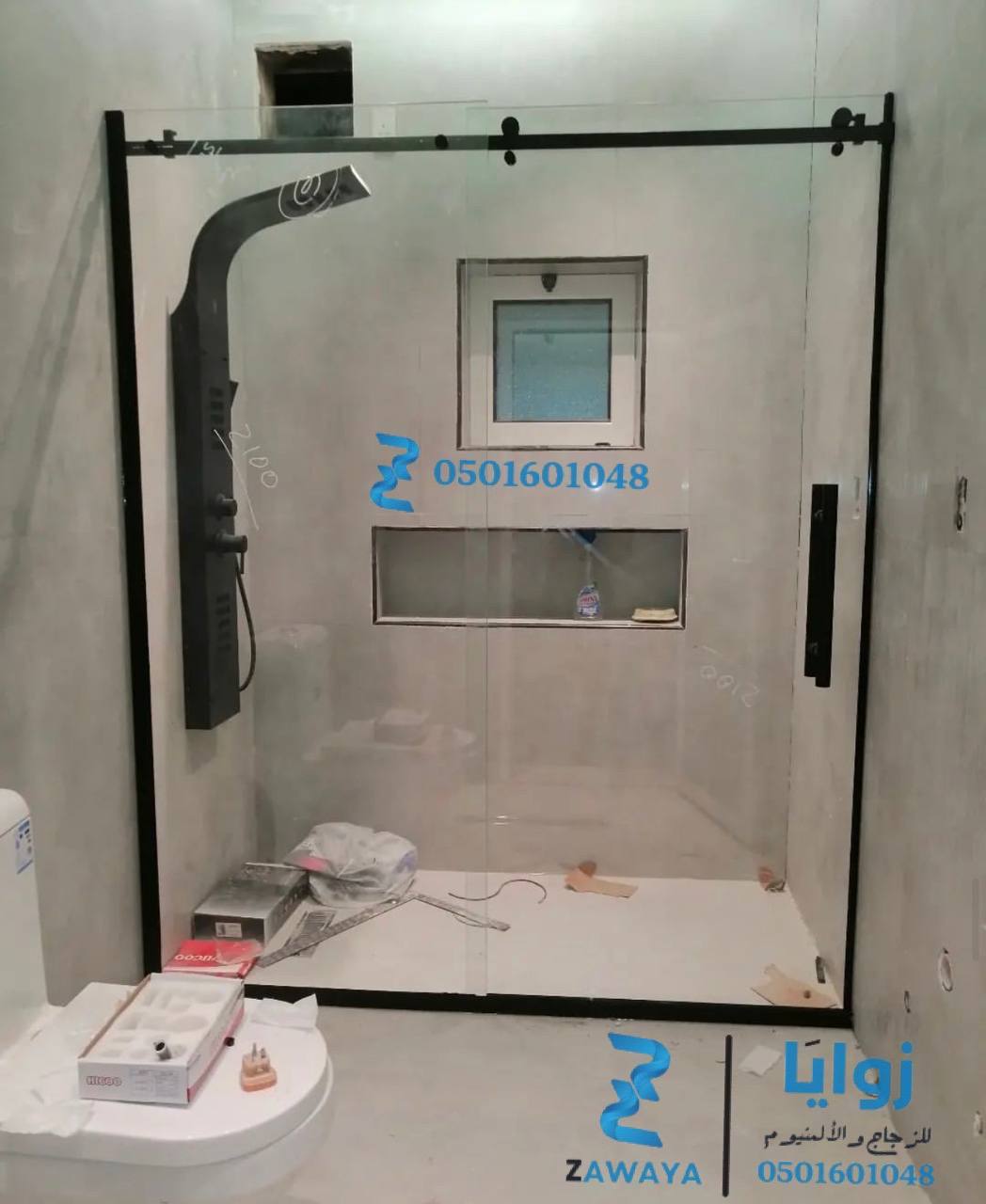 تركيب زجاج سكريت باب زجاج شاور سحاب