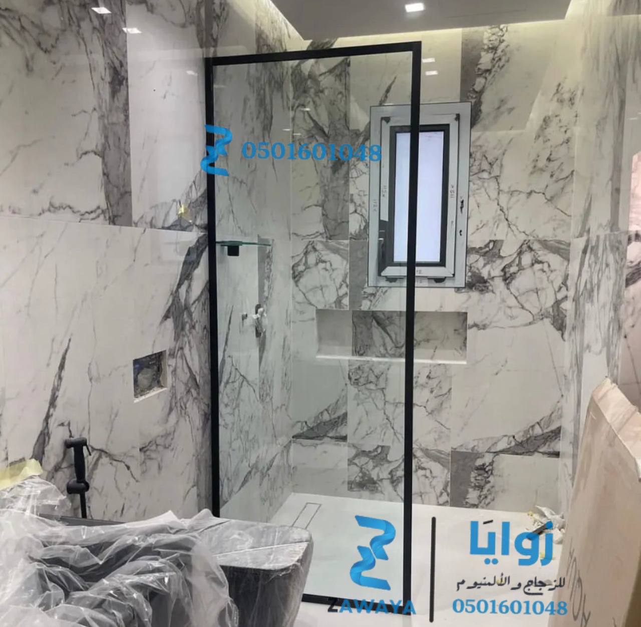 تركيب زجاج سكريت فواصل زجاج للحمام بتصميم مودرن