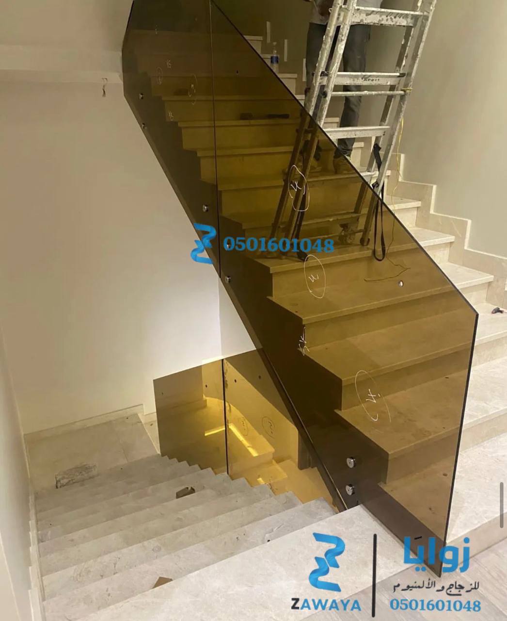 تركيب زجاج سكريت درابزين زجاج درج